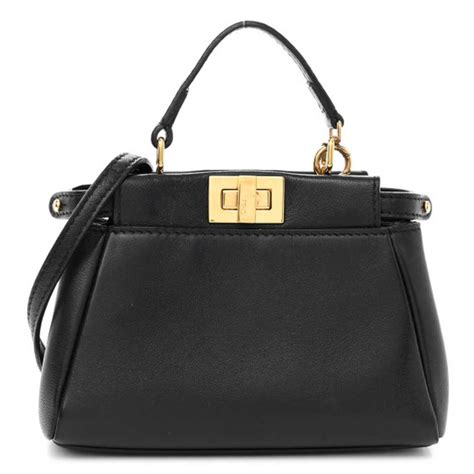 fendi nappa micro peekaboo|FENDI Nappa Micro Peekaboo Iconic Satchel Black.